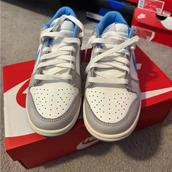Nike White and Light Blue Sneakers